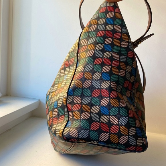 Fossil Rachel Geometric printed PVC Zip VeganTote Multicolor & Key Charm⭐️ - Picture 7 of 17